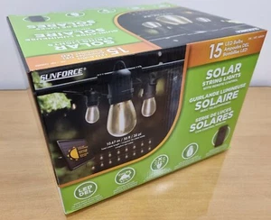NUEVO Sunforce 15 LED Blanco Cálido Exterior Impermeable Cuerdas Solares Luces de Litio  - Imagen 1 de 12