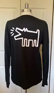 Maglietta Keith Haring nera a maniche lunghe che abbaia cane arte crew nuova con etichette uomo piccola - Foto 1 di 8