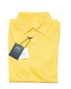 Fedeli $250 Yellow Pique Organic Cotton Short Sleeve Slim Polo Shirt XXL (56 IT) - Picture 1 of 6