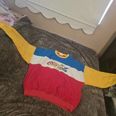 Sudadera vintage Coca Cola XL Colorblock Rojo Blanco Azul Amarillo Estados Unidos Bolsillos Difícil de encontrar Foto 1 de 4