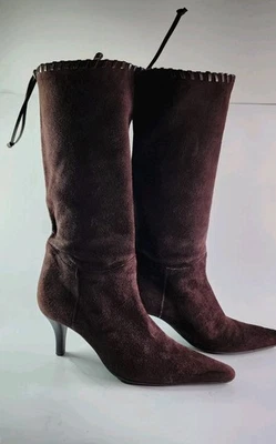 Botas Nine West Marrón Chocolate Gamuza Punta 7.5 M  Foto 1 de 4