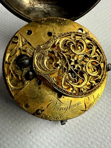 ANTIKE TASCHENUHR AUS MASSIVEM SILBER UM 1700 FUSEE VERGE. OVINGHAM. LONDON - Bild 1 von 11