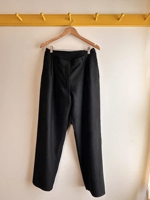DRIES VAN Noten 黑色羊毛棉质西装双腰裤,尺寸 38 $695 — 第 1/4 张图片