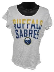 New Buffalo Sabres Womens Size M Medium White Scoop Neck Shirt - Picture 1 of 7