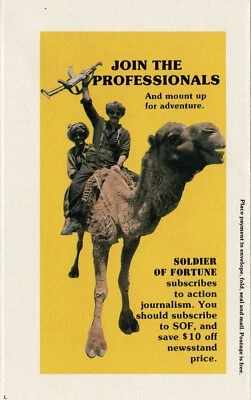 Soldier of Fortune magazine subscription envelope/bookmark, pristine! - Image 1 of 3