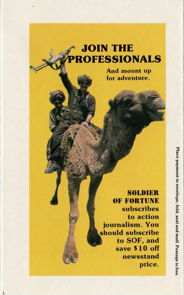 Soldier of Fortune magazine subscription envelope/bookmark, pristine! - Image 1 of 3