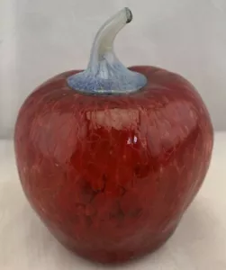 VINTAGE MUNDGEBLASENES GLAS ROTER APFEL HOHL BRIEFBESCHWERER DEKORATION - Bild 1 von 3