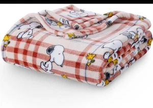 Peanuts Snoopy & Woodstock Queen Fall / Autumn Plaid Blanket Super Soft / Cozy - Picture 1 of 1