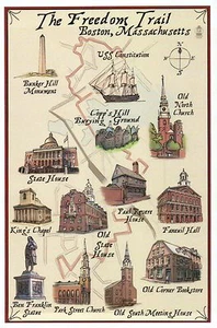 The Freedom Trail, Boston Massachusetts, USS Constitution etc. - Modern Postcard - Picture 1 of 2