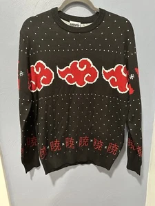 Ripple Junction Sweater Naruto Akastuki S M Anime Cartoon Cloud Black Red Men’s - Picture 1 of 7