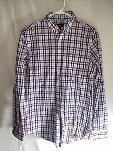 Club Room Men’s Size S Red/White/Blue Plaid Long Sleeve Button Down Shirt