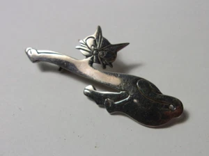 Broche prendedor vintage modernista de plata de ley 925 divertido para gato - Imagen 1 de 10