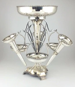 Edwardian Electroplated EPNS Epergne Floral Trumpets Candy Bonbon Baskets N969 - Picture 1 of 12