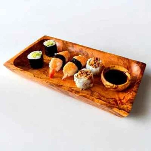 Artisanal Olive Wood Platter 27cm: Decorative Rectangular Wooden Serving Dish UK - Picture 1 of 4