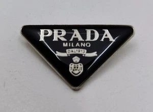 Prada Triangle Shaped Black Enamel Vintage Steel Brooch - Picture 1 of 10