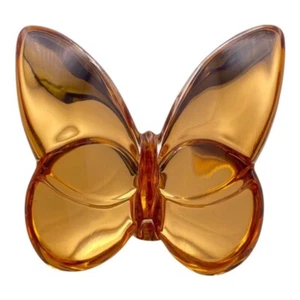 Baccarat Paris Crystal Papillon Lucky Butterfly Figurine Gold Signed 2.7" - Picture 1 of 8