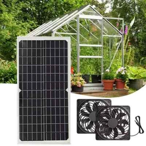30W Solar Powered Fan Kit Waterproof w/ 2pcs Exhaust Fan for Chicken Coops Attic - Picture 1 of 11