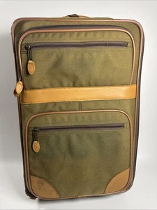 Vintage LL Bean Rolling Wheeled Suitcase Travel Luggage Carryon Green - Picture 1 of 15