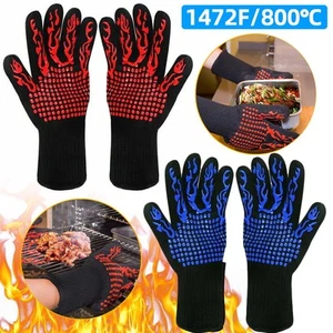 Updated 1 Pair Extreme Heat Resistant Gloves BBQ Grilling Cooking Oven Glove UK - Picture 1 of 21