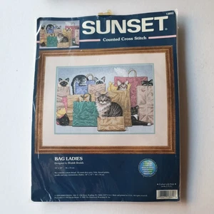 Sunset Dimensions Tasche Damen Katze Vintage Kreuzstich Set 36 x 25 cm - Bild 1 von 4