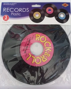 Plastic Record Decor 9" (3ct.) - New - Unused - Picture 1 of 2