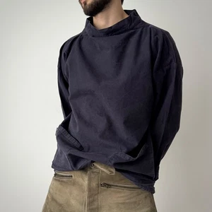 1990s Vintage England 'Yarmo' Fisherman Navy Smock Work Jacket - Bild 1 von 6