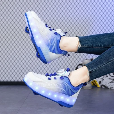 Two Wheels Roller Skate Shoes For Kids Boys Girls Glowing Sport Luminous Sneaker