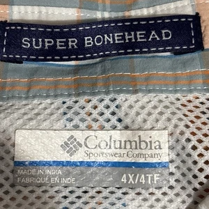 Columbia PFG Super Bonehead Shirt Men 4X Orange Plaid Vented Fishing Omni Shade - Picture 1 of 12