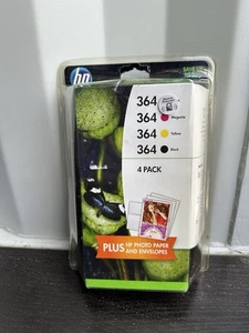 HP 364 SEALED BLACK CYAN MAGENTA YELLOW, N9J73AE, 4 PACK, INK CARTRIDGE SET. - Picture 1 of 4
