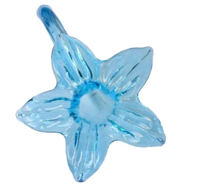 Cuerno floral con forma de narciso epergne soplado a mano de vidrio azul 6 pulgadas d 9 3/4 pulgadas l - Imagen 1 de 6