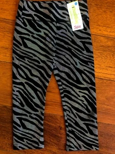 NEW girls JUSTICE CROPPED LEGGINGS pants METALLIC ZEBRA black SIZE 7 animal CUTE - Picture 1 of 3