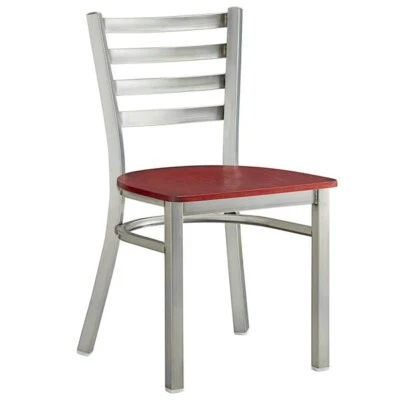 梯背透明外套金属餐厅椅带桃花心木木座椅 — 第 1/4 张图片