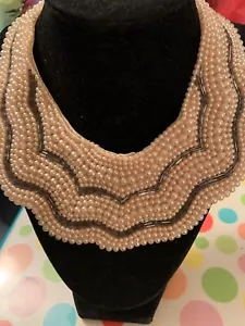 Beautiful Antique pearl seed beaded collar Made in Japan 100% Silk - Picture 1 of 10