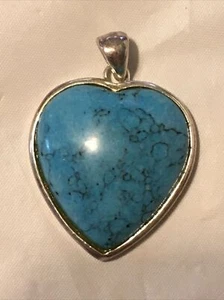 Arlo Kanteena? Indianer Navajo Türkis 925 Sterling Silber Herz Anhänger - Bild 1 von 9