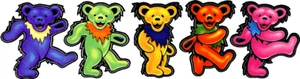Sticker 5 Pack - Grateful Dead Jerry Bears Dancing Rock Music Band Decal #37004 - Picture 1 of 1