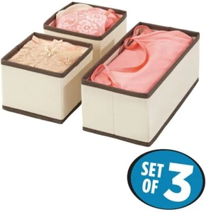 mdesign Set Of 3 Cream Brown Fabric Accessory Organisers For Bedroom Nursery - Picture 1 of 7