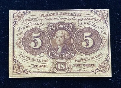 FRACTIONAL CURRENCY  5c FR 1230 postage currency (em68) - Image 1 of 2