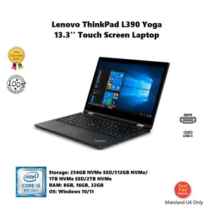 Lenovo ThinkPad L390 Yoga 13.3'' TouchScreen i5-8265U 2TB NVMe SSD 64GB Laptop - Picture 1 of 6