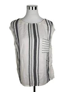 Opus T-Shirt Damen Gr. 40 Creme-Beige Tasche Ärmellos Basic Shirt Streifen  - Bild 1 von 13