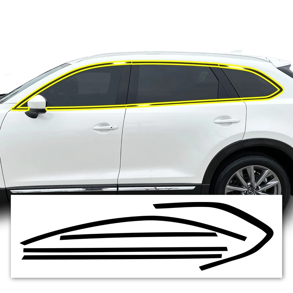 Compatível com Mazda CX-9 2016-2023 Janela Lateral Cromada Excluir Decalque Filme Acabamento Blackout - Imagem 1 de 4