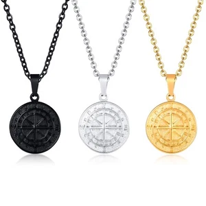 Collar Hombre Brújula Redondo Colgante Cadena Acero Inoxidable Joyería Hombre Regalo - Imagen 1 de 8