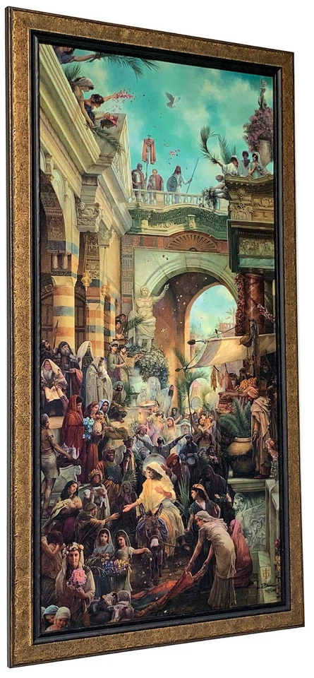 Tom duBois Hosanna Lienzo Enmarcado Firmado y Numerado Jesucristo Domingo de Ramos Foto 1 de 1