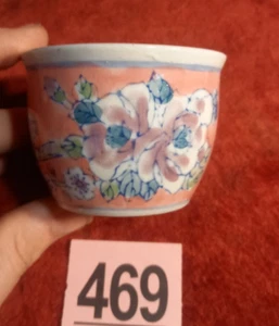 CHINESE PORCELAIN PLANTER FLOWER POT BLUE PINK FLORAL PANELS GIFT DECORATION - Picture 1 of 3