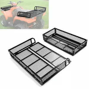 Universal For ATV Front&Rear Drop Cargo Basket Rack Storage Carrier Hauler 2 PCS - Picture 1 of 21