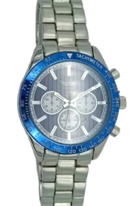 NY LONDON Silver Black Face Chronographs Dial Men Metal Strap Analog Quarts - Picture 1 of 10