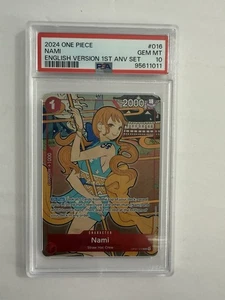 One Piece PSA 10 Nami OP01-016 English Version 1st Anniversary Set  - Bild 1 von 10