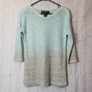 PECK & PECK leichter ombre Pullover Pulli Petite Small mit Pailletten - Bild 1 von 8