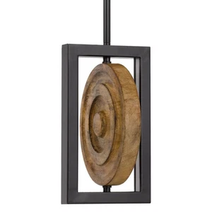 Cal Lighting FX-3753-16 Fano 8"W LED Wood Mini Pendant - Dark Bronze / Pine - Picture 1 of 3