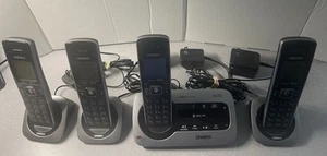 UNIDEN DIGITAL ANSWERING SYSTEM BASE & (4) CORDLESS PHONES W/CELL LINK & USB CHG - Zdjęcie 1 z 8