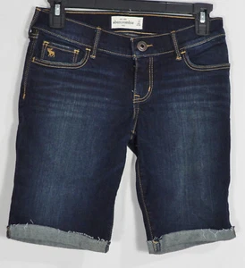 Abercrombie Kids Girls Dark Wash Denim Bermuda Shorts Size 16 P535 - Picture 1 of 3